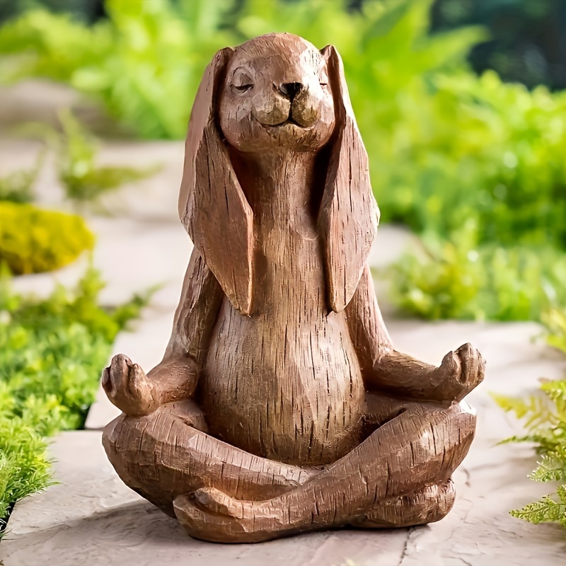 

Zen Rabbit Meditation Garden Statue - Resin Yoga Bunny Figurine For Indoor & Outdoor Decor