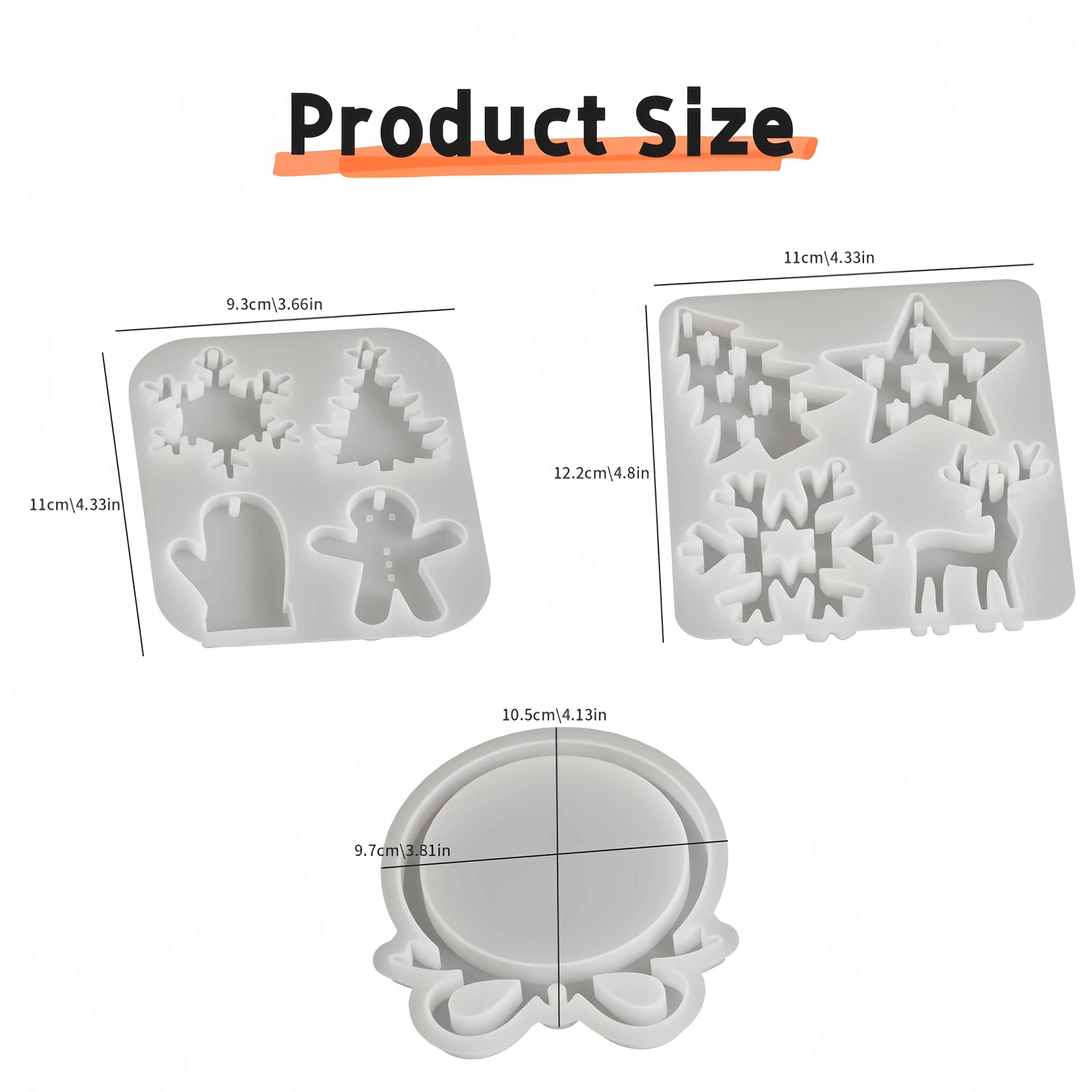 TEMU Set de 3 moldes de silicona navideños | Flexibles y reutilizables, moldes para manualidades de resina/plaster, incluye , reno, árbol de Navidad,