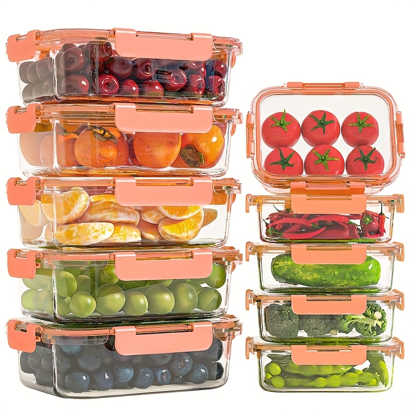 20pcs 10 lids 10 glass bowls large capacity food grade glass crisper set reusable food storage box with lid for microwave refrigerator heating freezing storage pre meal preparation storage container no electricity required Product details 0
