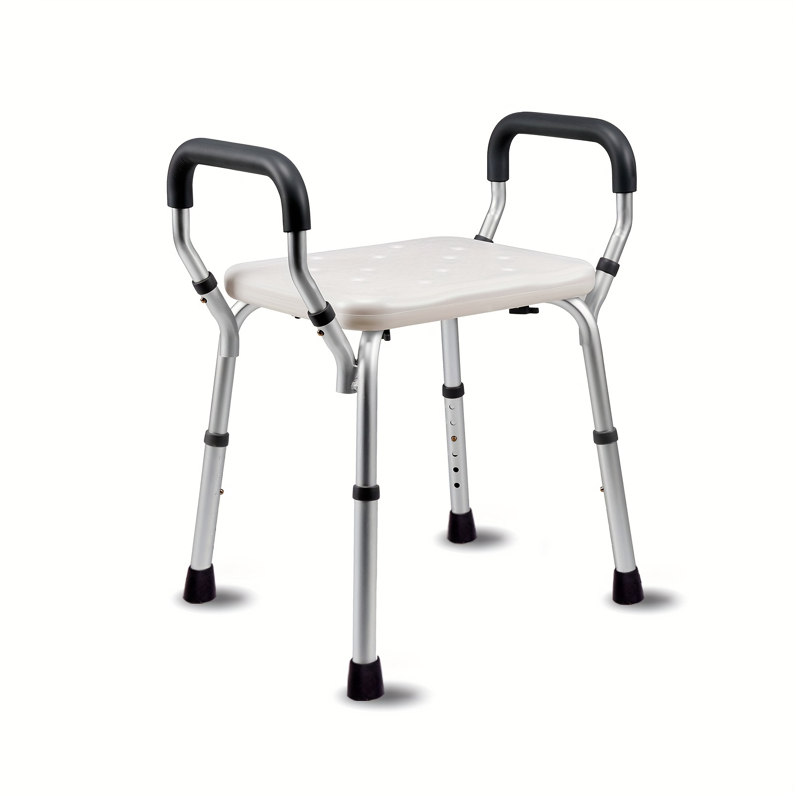 Adjustable Height Heavy-Duty Shower Chair with Padded Safety Rails  KG Weight Capacity, Sturdy Low-Profile Bath Seat with Non-Slip Feet, 