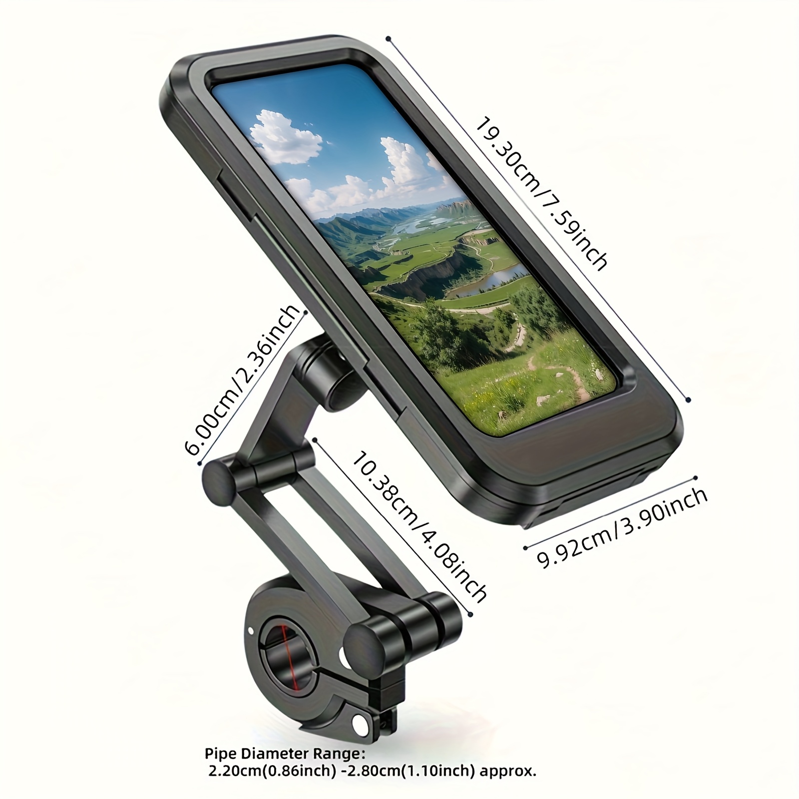 waterproof motorcycle phone mount 360°swivel rotation phone 