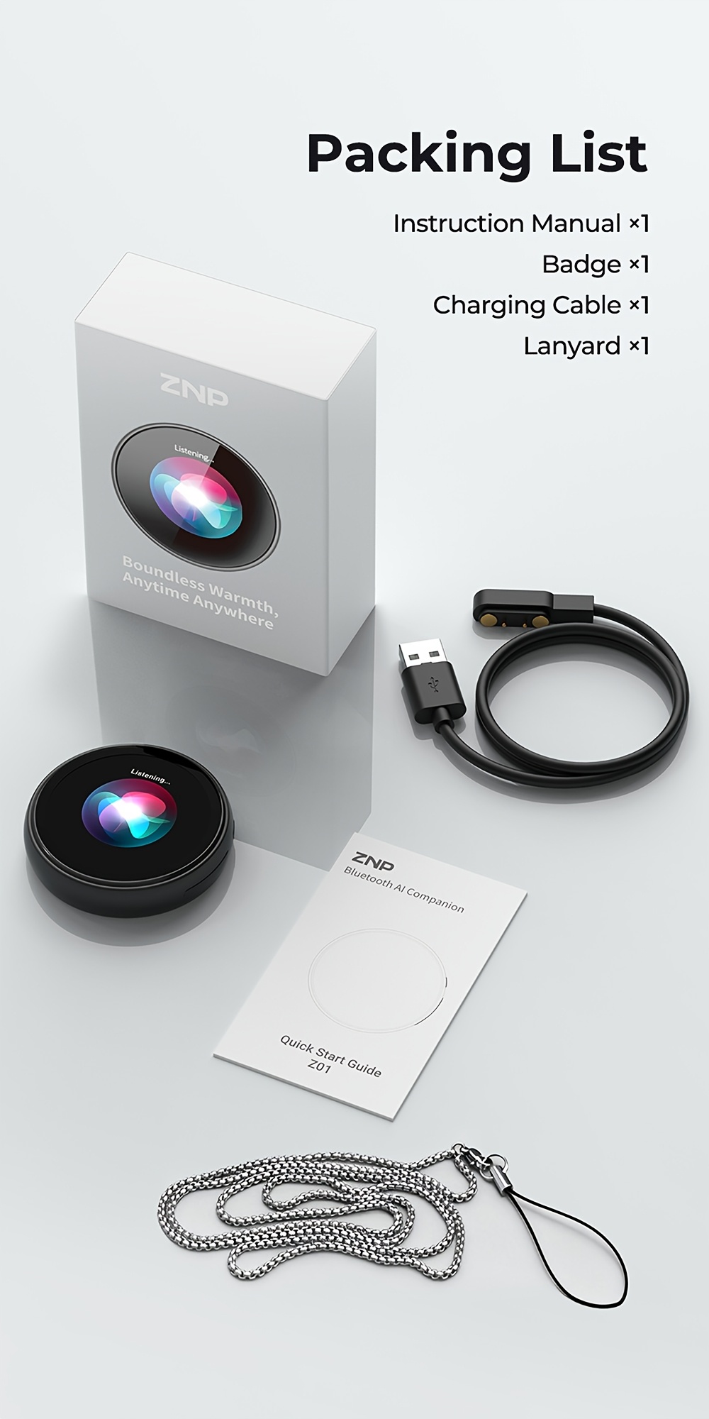 ZNP Skaitmeninis ženklelis, AI palydovas ženklelis, nešiojamas Bluetooth vertėjas, įrenginys, vertantis į 60 kalbų, neprisijungęs prie interneto, HD jutiklinis ekranas, Wi-Fi nereikalingas, visų viename asistentas kelionėms/verslui/gyvenimui