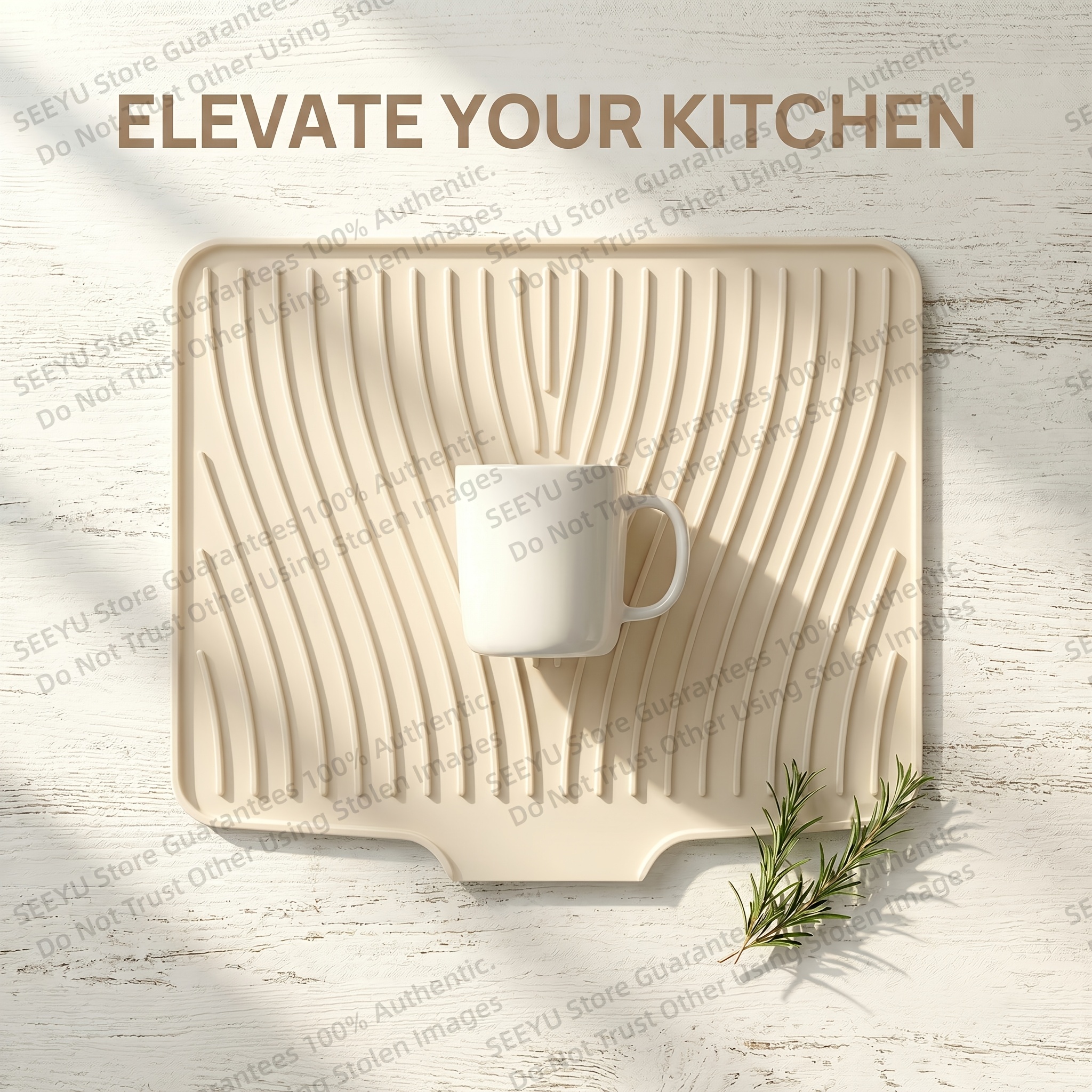 Silicone Sloped Dish Drying Mat, Non-slip Kitchen Countertop Draining Pad, 40x33cm Water Guide Tray