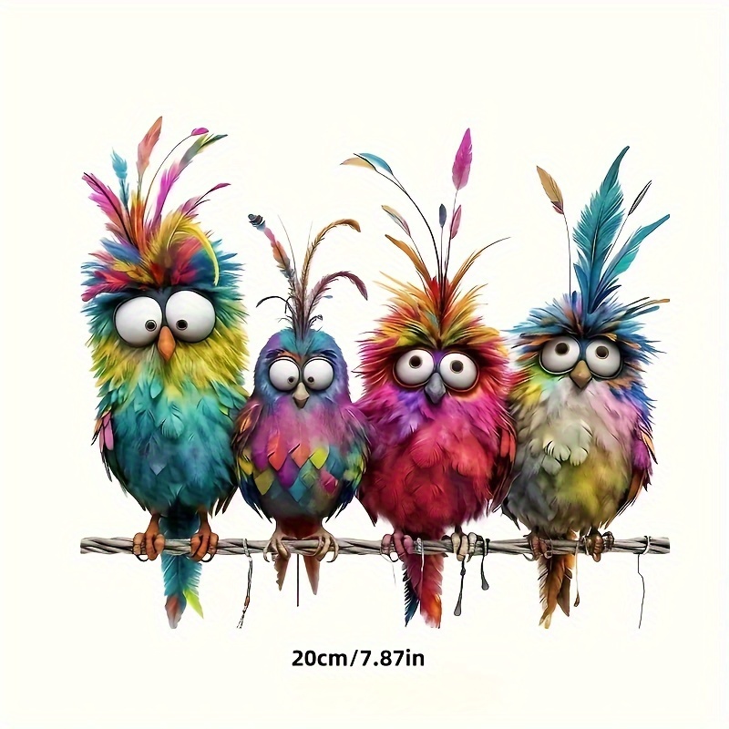 Cartoon-style Bird Stickers For Decorating Glass Windows, Laptops, Cars, And Other Surfaces