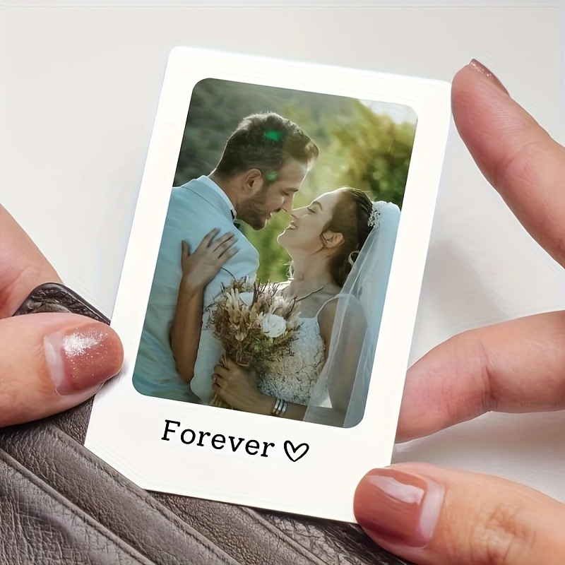 E-shop Personalisierte Foto-Wallet-Tasche Karte, Personalisierte Bild-Text Wallet-Einsätze, Metall-Erinnerungs-Geschenk für Großeltern, Ehemann,