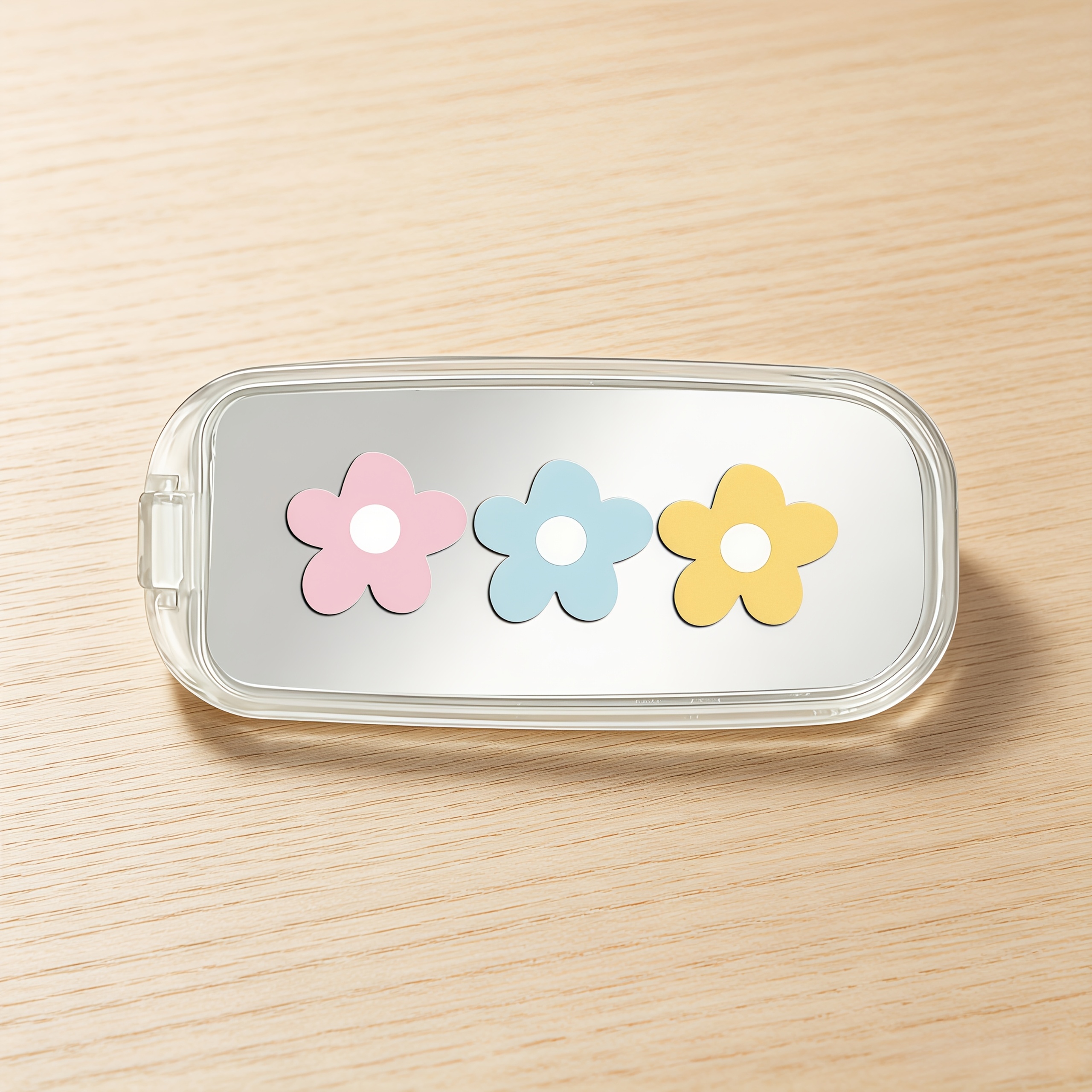 TEMU Petit support de téléphone transparent à motif floral, base de téléphone universelle adhésive pliable pour bureau et films, support pliable et