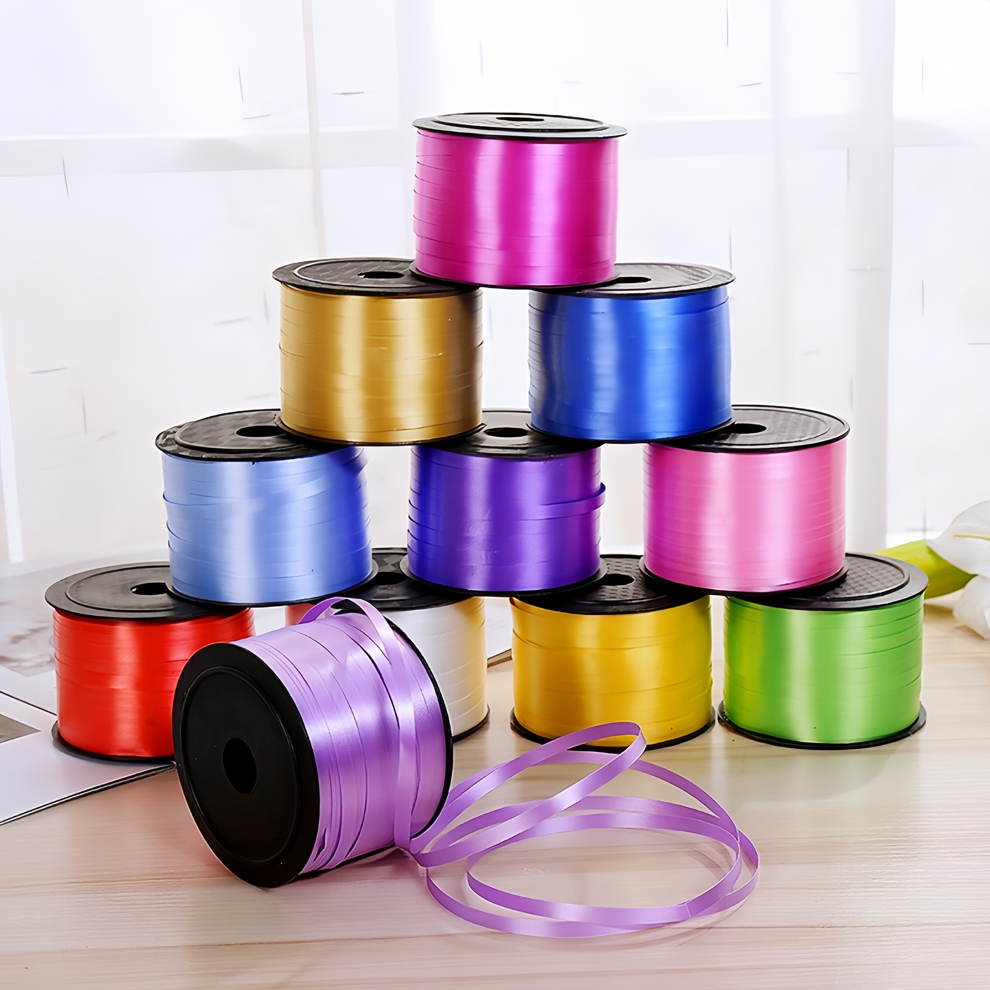 

100 Yards Curly Ribbon Spools, Festive Balloon Ties Wrapping Ribbons For Party Decor, Wedding, Birthday, Holiday Supplies