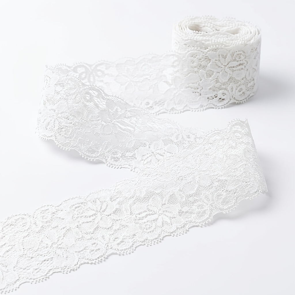 TEMU 5 Yards de Ruban en Dentelle Blanche de 2.36 pouces de Large avec Motif Floral Délicat, Garniture de Couture Artisanale pour Mariage, Robe de