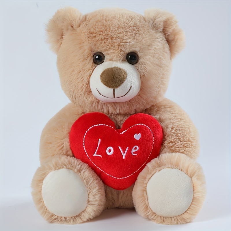 Image of 26cm/10.23in Love Heart Bear & Dog Stuffed Bear With Heart Soft Plush Toy For Kids & Adults Chirstmas Valentine's Day Gift, Love Gift For Mom, Girlfriends, Baby