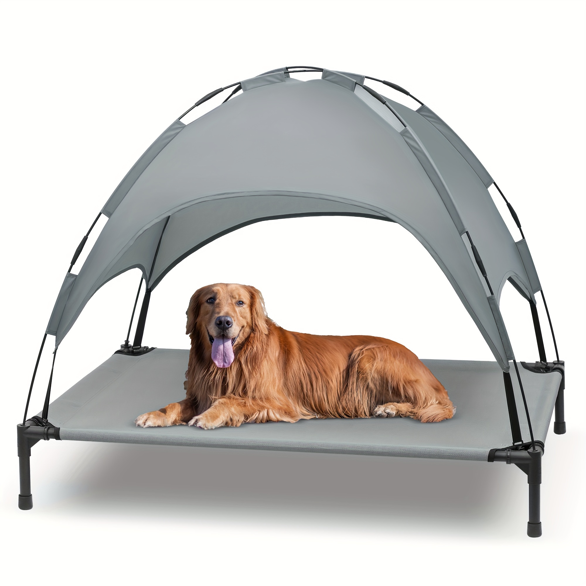 

Niubya Elevated Dog Bed With Canopy, Outdoor Dog Cot With Removable Canopy Shade Tent, Portable Raised Pet Cot Cooling Bed For Dogs And Cats