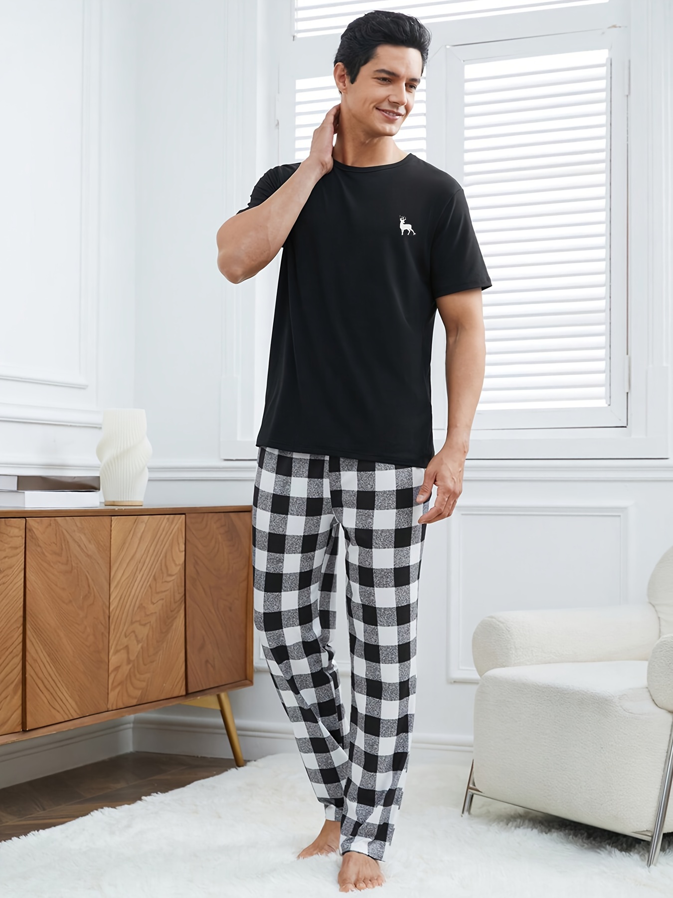 conjunto pijama hombre estampado pantalones cuadros Temu El Salvador