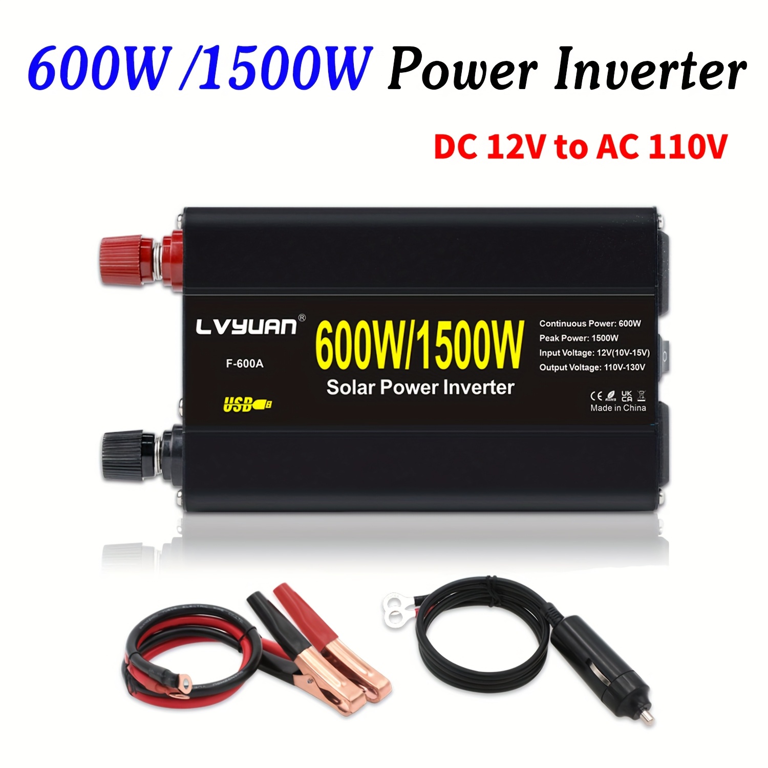 TEMU 3000watt/6000w()power Inverter With Led 12v To 110v/120v Ac 60hz Inverter Car Power Inverter With 3 Ac Outlets & Dual Usb Ports For Vehicle Rv Truck Camping,, Car Tools, Christmas
