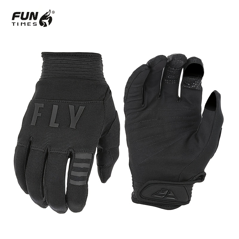 TEMU Shock-absorbing Non-slip Cycling Gloves - Full Finger, Breathable Polyester Knit With Reinforced Grip For Outdoor Sports, Running & Fitness, Black, Cycling Accessories