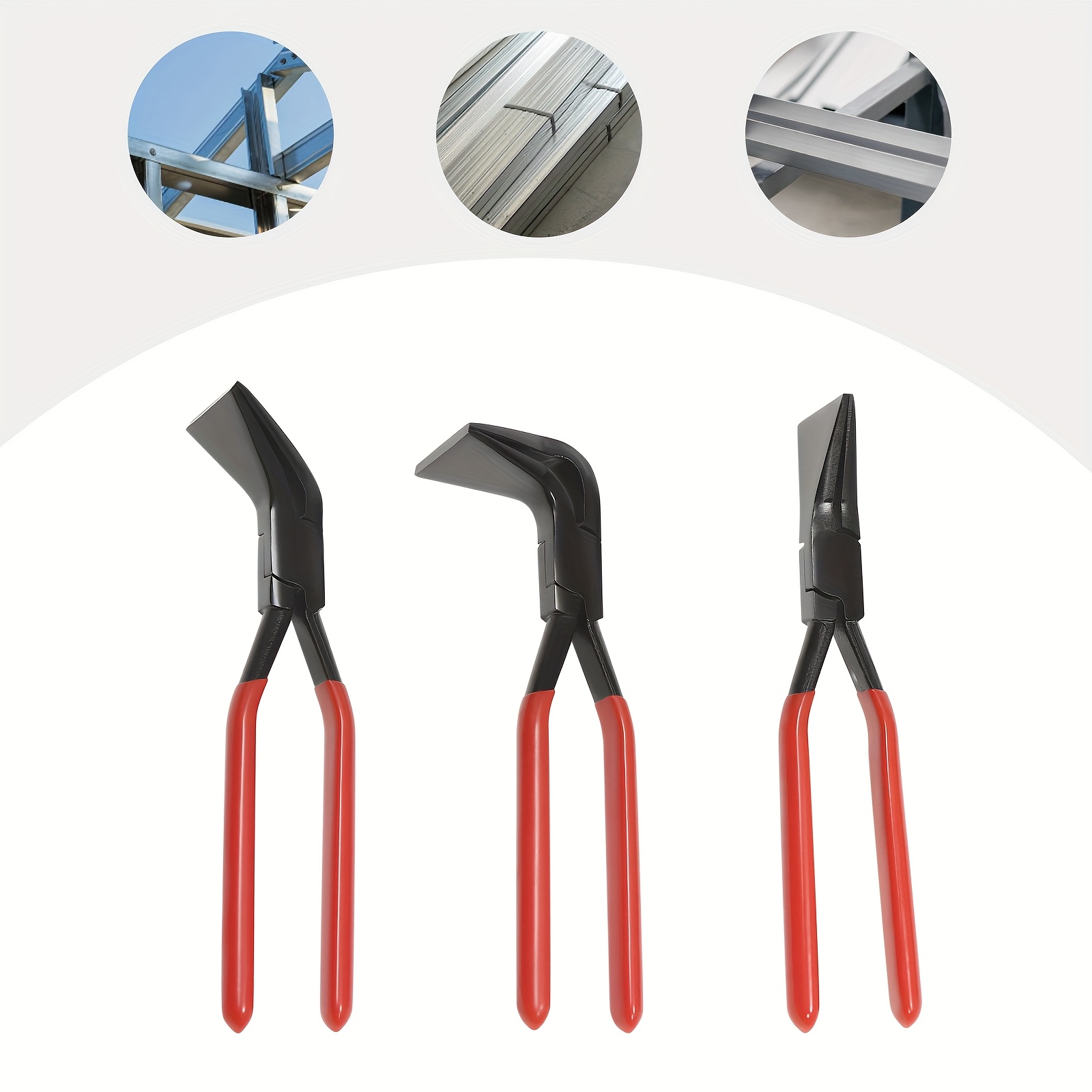 TEMU 3pcs Outils de soudure manuelle pour tôle, jeu de pinces à plier le métal droites, outil de pliage de métal à 45° et 90°