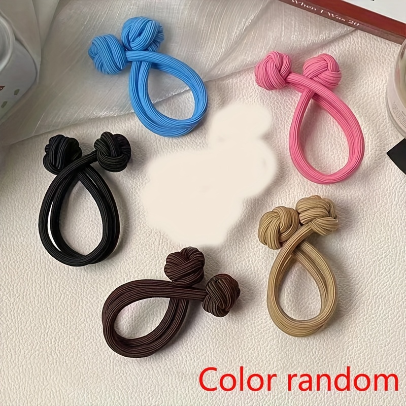 Image of 5pcs High Elastic Durable Thickened Rubber Band Women's Hair Tie Cute Hair Rope Fashion High Ponytail Hair Circle Hair Tie Headwear Ladies Hair Additions Random Color