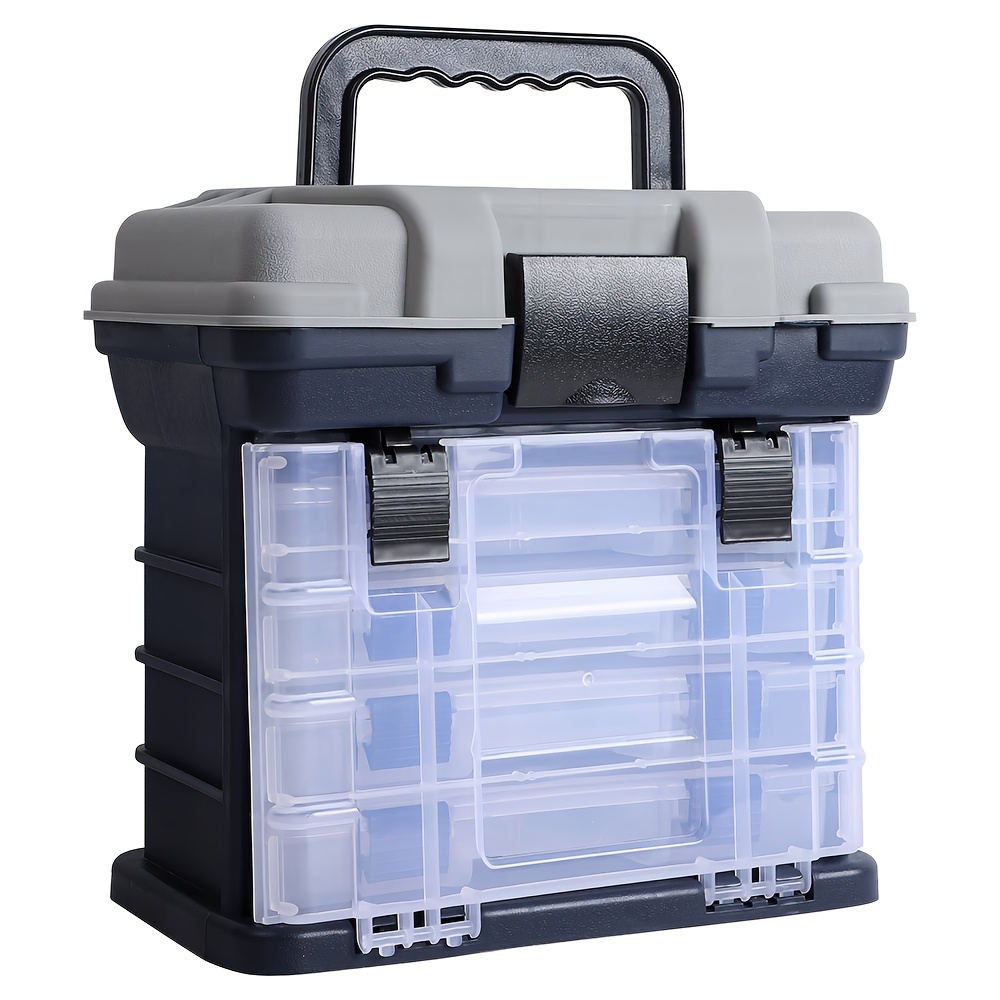 TEMU Fishing Tackle Box Kit With 4 Drawers, Large Portable Tackle Organizer And Storage Box With Fishing Pliers, Soft Plastic Lures And Multi-jointed