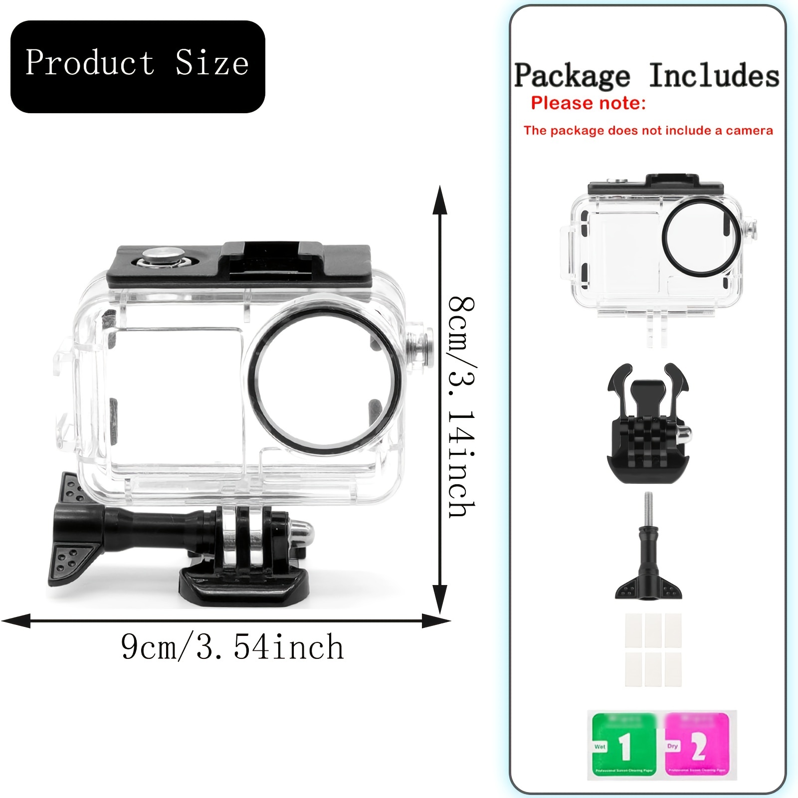 action 3 4 waterproof case 148ft deep dive protection underwater housing with bracket accessories details 6