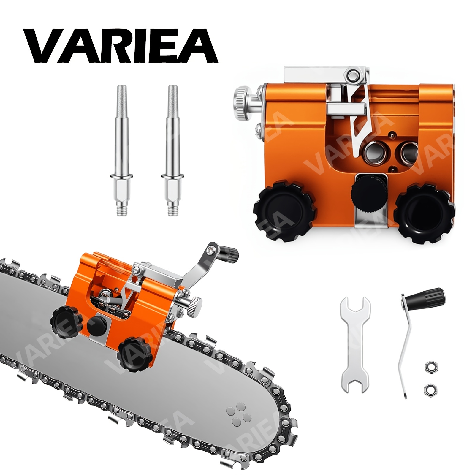 TEMU Variea - Chainsaw Sharpening Tool With 2 Sharpening Stones, Chainsaw Sharpening Kit, Quick Chainsaw Sharpening Tool, Portable Hand-cranked Chain
