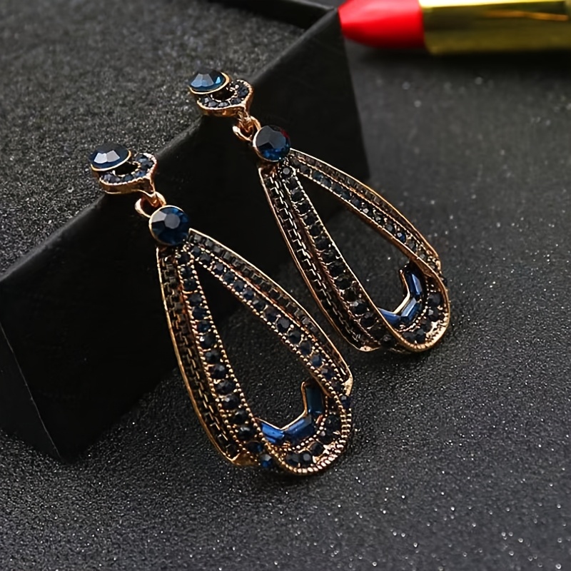 TEMU Pendientes chapados incrustaciones en verde y azul, adecuados para piedra de de , septiembre, - Accesorios de oreja colgantes retro para boda,