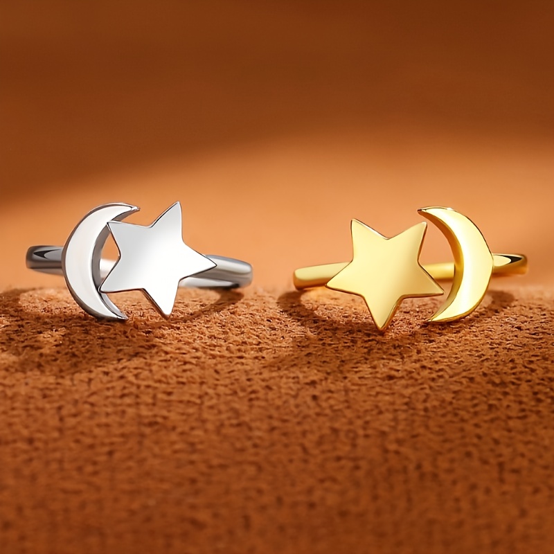 s925 sterling 925   rotating ring european and   design with adjustable opening and moon rotating ring suitable for men to give women valentines day gifts and   Product details 2