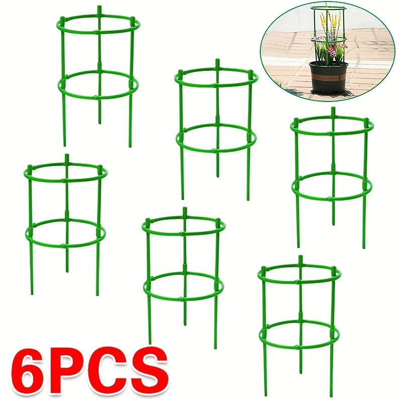 TEMU Set Of 6 Adjustable Garden Plant Support Cages, Climbing Grid Rings For Tomato Stakes And Vine Trellises
