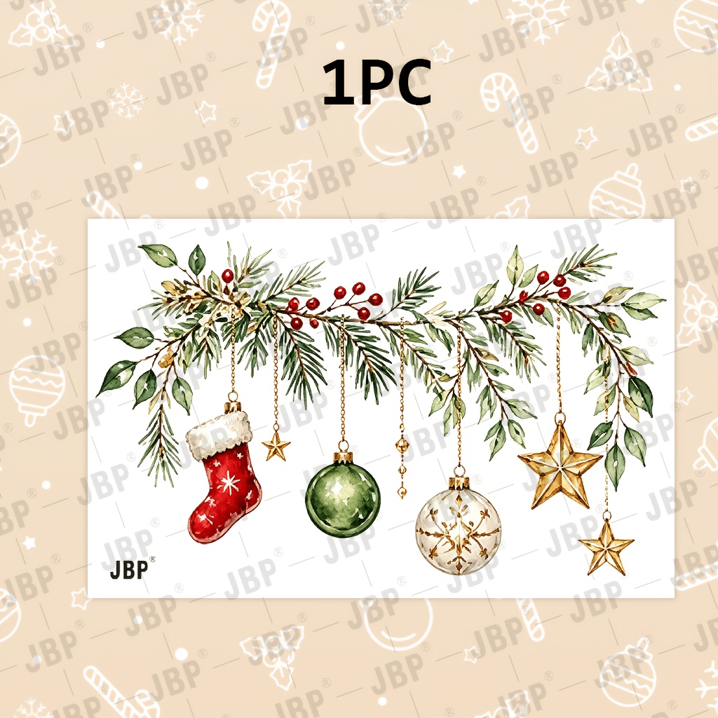 TEMU Christmas Themed Toilet Sticker With Pine Wreath Berries And Christmas Ornaments, Pvc Self Adhesive Easy To Remove Home Decal, Holiday Decor For