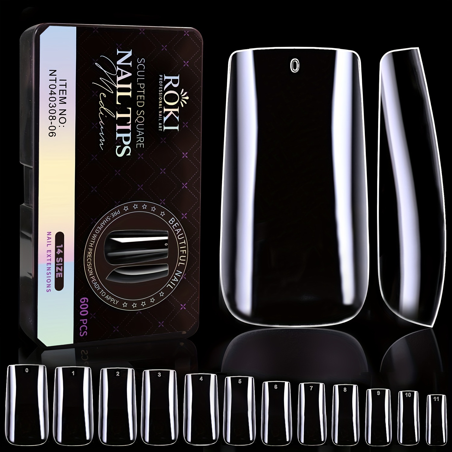 TEMU Short Square Nail Tips Full Cover 600pcs 14 Sizes Square False Nail Tips No Clear Gel Nail Tips Acrylic Nail Tips For Diy Nail Art And Salon