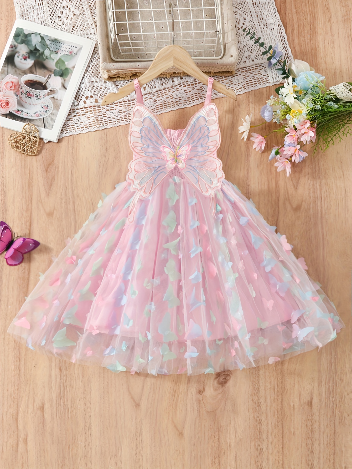 Angel Wings Suspender Dress Girls Pure Cotton Dress Princess - Temu