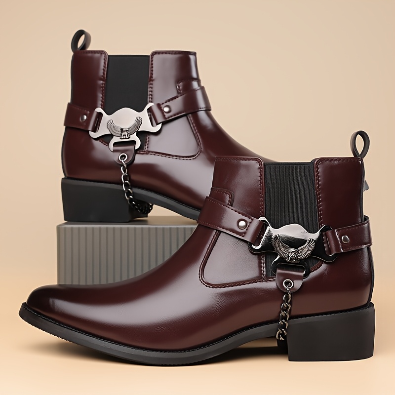 QRLQRL Men'S Slip-On Chelsea Boots - Glossy Black Faux Cover, Round Toe & Rubber Sole, All-Season Casual Shoes for Daily Wear, Comfortable & Durable Design, Versatile Footwear, Sleek Style, Sturdy Construction, Fashionconscious Men, Urban Style, Modern Footwear, Highquality Finish, Urban Lifestyle