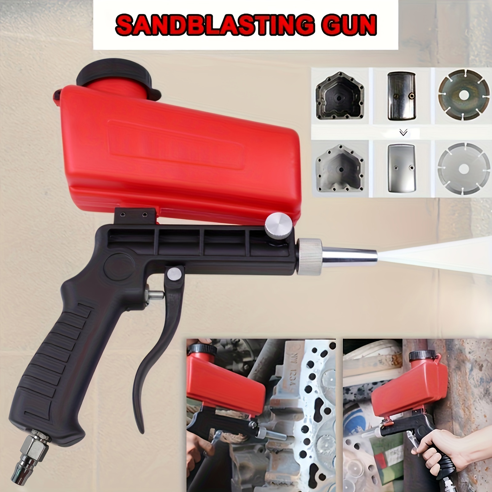 

90psi Portable Gravity Sandblasting Gun Aluminium Pneumatic Spray Gun Sand Removal Blasting Power Machine