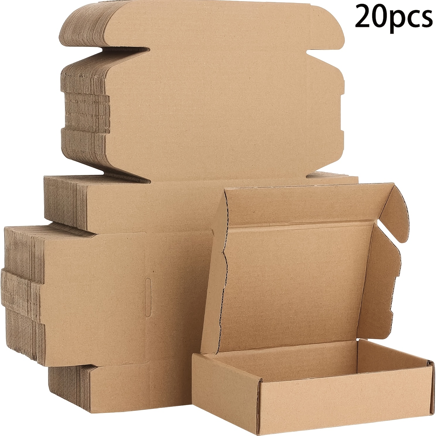 TEMU 20pcs Small Cardboard Shipping Boxes 7.9 X 4..6 Inches, Brown | Three-layer Corrugated Foldable Gift Mailing Boxes, For Shipping, Party Gift