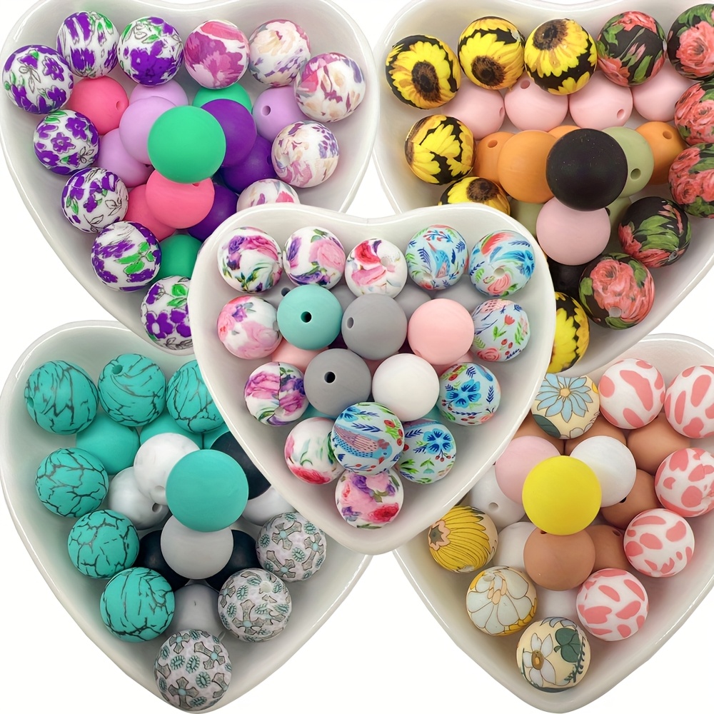 

50pcs Silicone Bead Kit, 15mm - Diy Keychains, Bracelets & Crafts