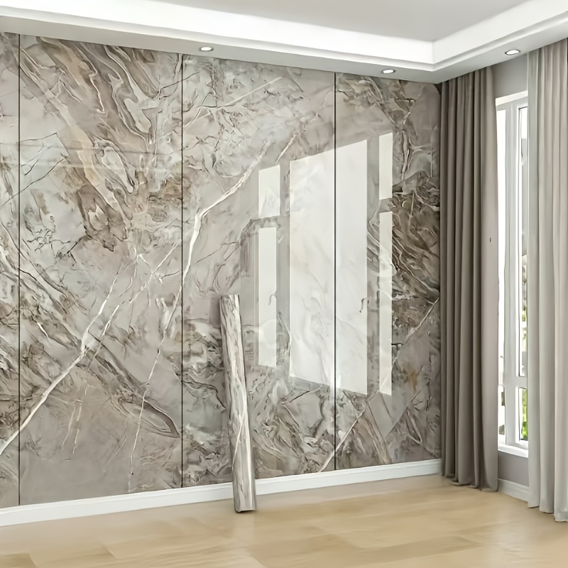 1 roll extra large self marble texture wallpaper floor tiles peel and stick vinyl plank sheets in grey black white gray beige high quality for kitchen bathroom shower tv walls floors decor with textured surface suitable for large easy to clean durable vinyl material random matching design suitable for more Product details 8