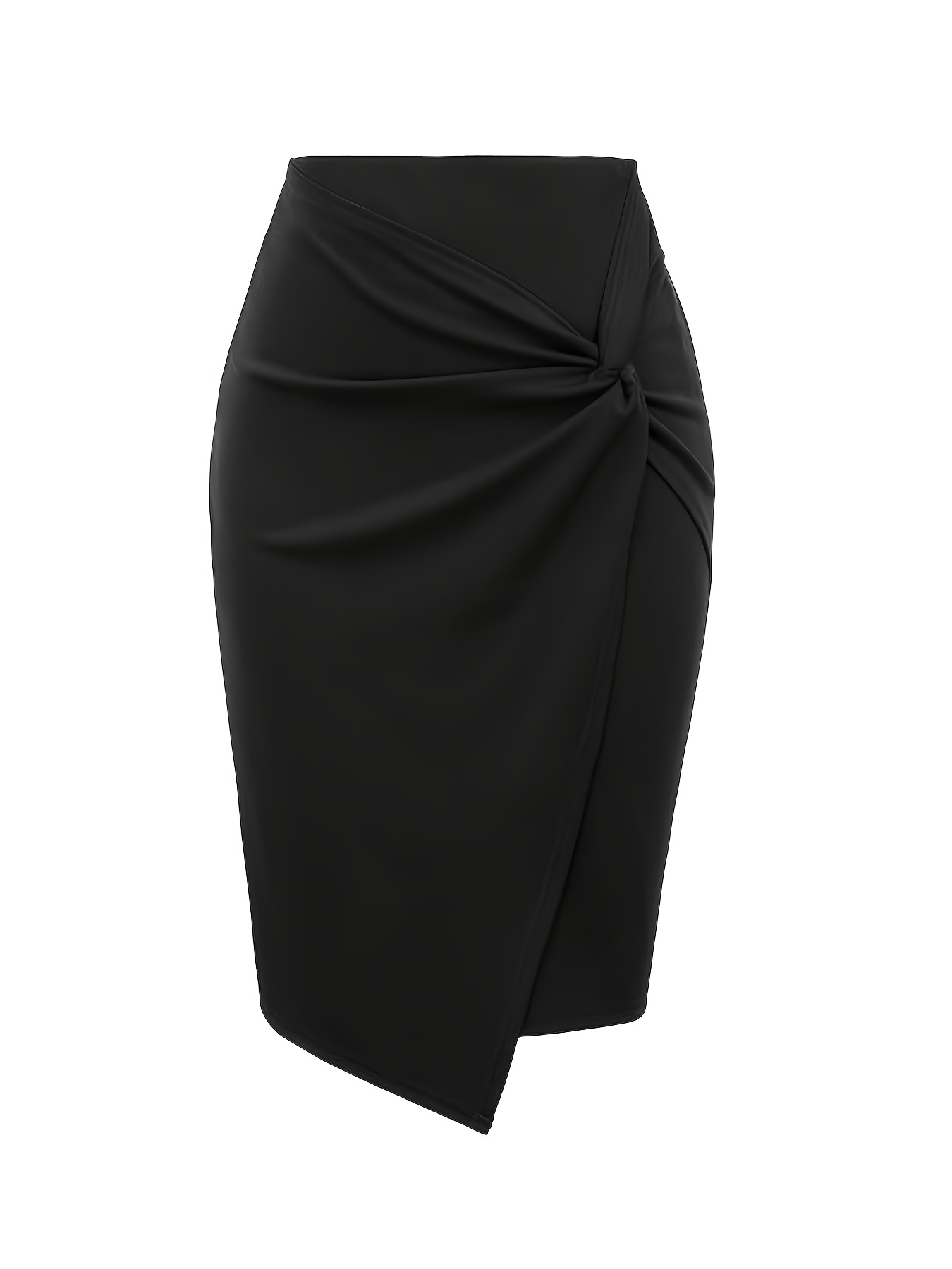 Women's Pencil Skirt with Elastic High Waist, Tummy Control, Body-hugging, Knee-length