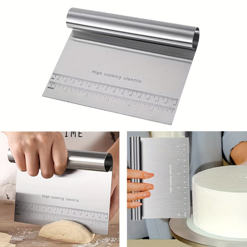 stainless steel cake scraper silicone pastry mat set   baking   and spreading icing ideal for halloween christmas easter valentines thanksgiving details 3