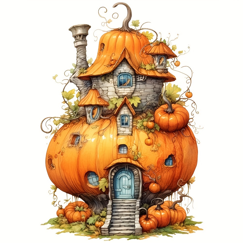 

Pumpkin House Diy 5d Diamond Painting Kit, 40x50cm Acrylic Round Diamond Embroidery Cross Stitch Art Craft For Wall Decor