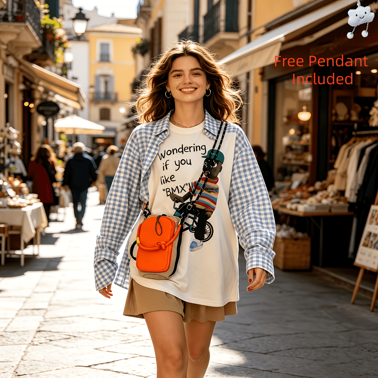 TEMU de teléfono antipérdida de bloques de color en la de moda: Bolso bandolera para mujer, bolso con cordón, bolso bandolera para ciclismo, ,