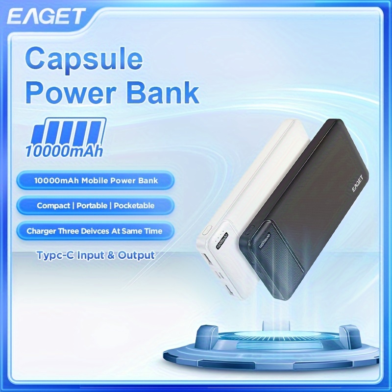 

Eaget 1pc/2pcs 10000mah Dual Usb Portable Powerbank - Usb-c Fast Charging Power Bank, Fast Charging For Iphone/samsungs/lgs & More!