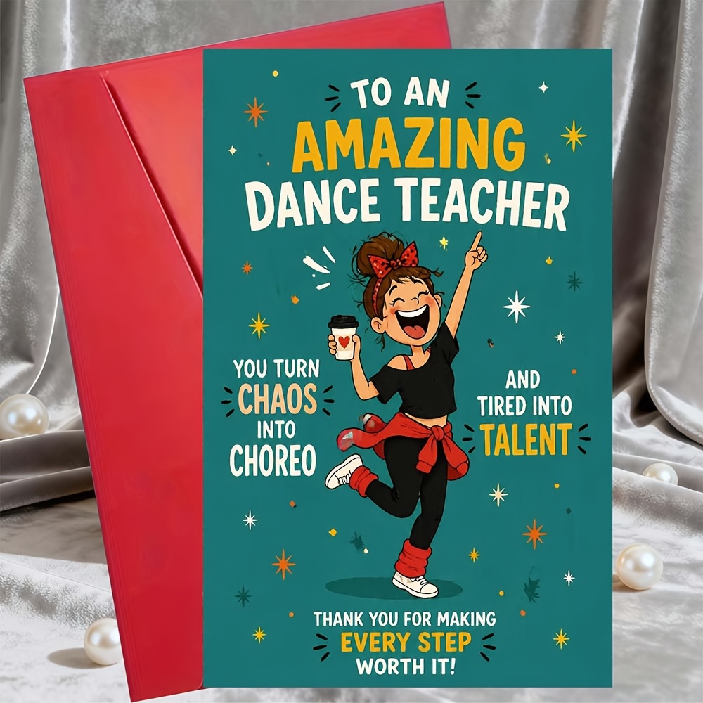 TEMU 1 Carte de vœux + 1 Enveloppe - Carte de remerciement incroyable pour professeur de danse - Cadeau pour instructeur de studio, de , fin , de