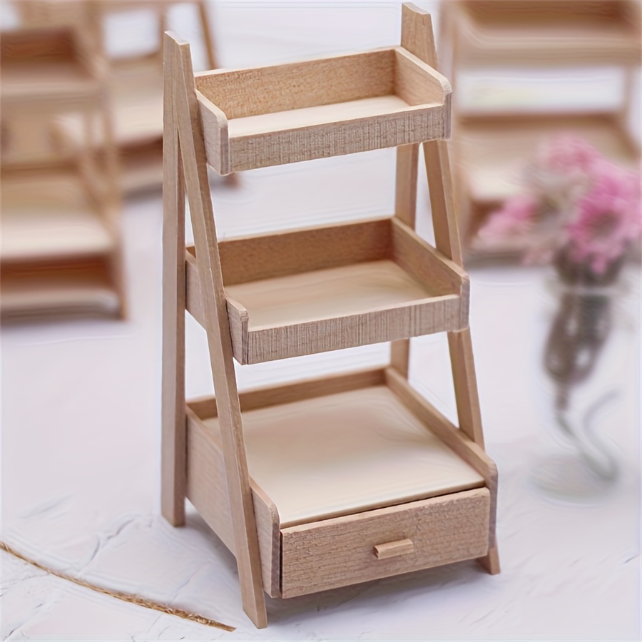 Image of Dollhouse Decoration, 1:12 Mini Wooden Flower Pot Model Ornament, Dollhouse Garden Plant Decoration, Furniture Gardening Shelf, Miniature Model, Garden Ornament