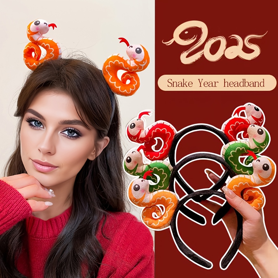 

1pc 3d Chinese Double-headed Snake Hairband, , For New , , Hairstyling -