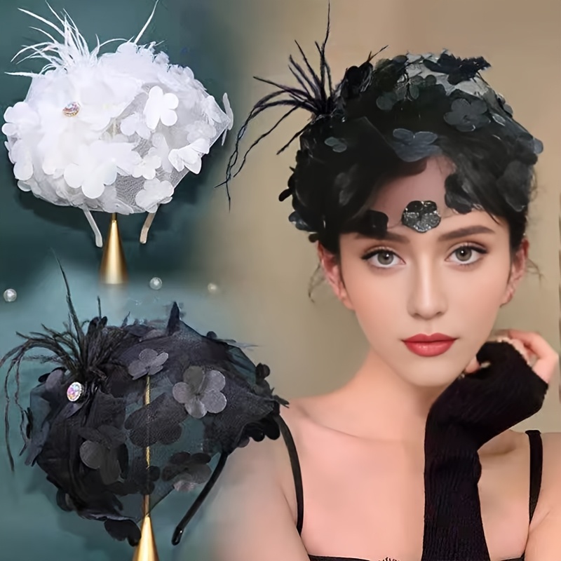 

Elegant Floral Mesh Headband For Women - Accessory For Evening Parties &