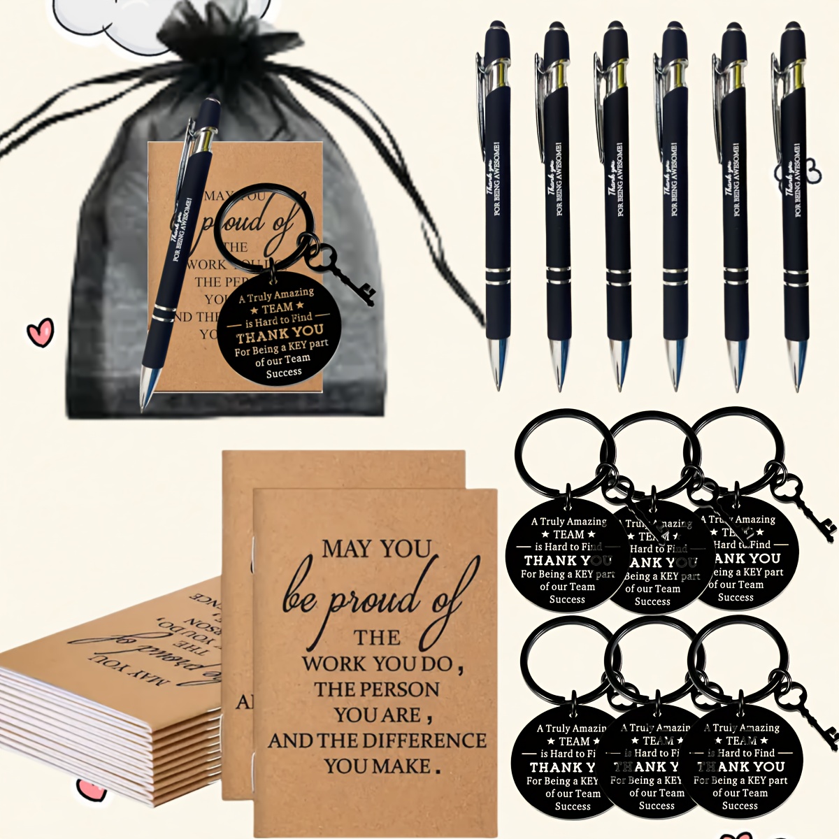 Tenceur 36 Sets Mitarbeiter Dankesgeschenke – Inkl. Stifte, Schlüsselanhänger & Organzabeutel Für Kollegen, Lehrer, Team