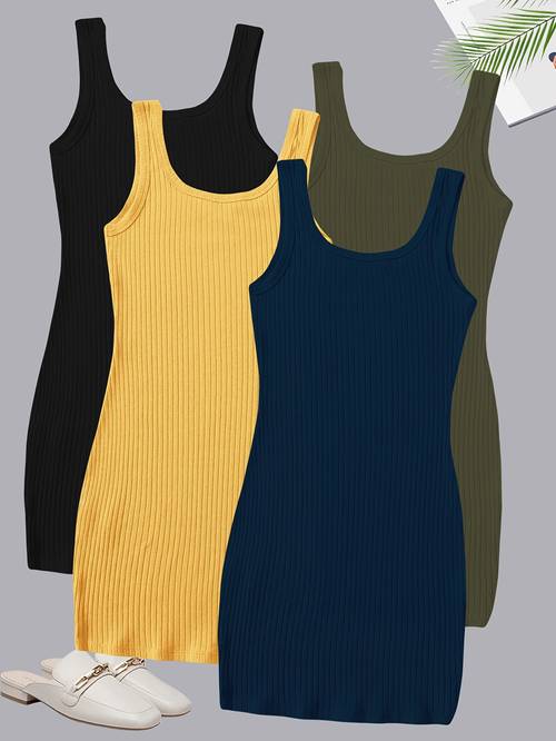summer new sleeveless casual fit womens dress three piece set