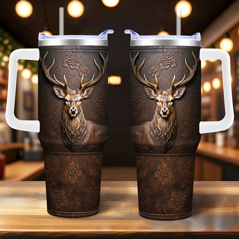 

[customer ] 40oz Stainless -themed With Lid & Straw - Insulated Car Travel Cup, All , Ideal Gift For Hunters And Birthdays