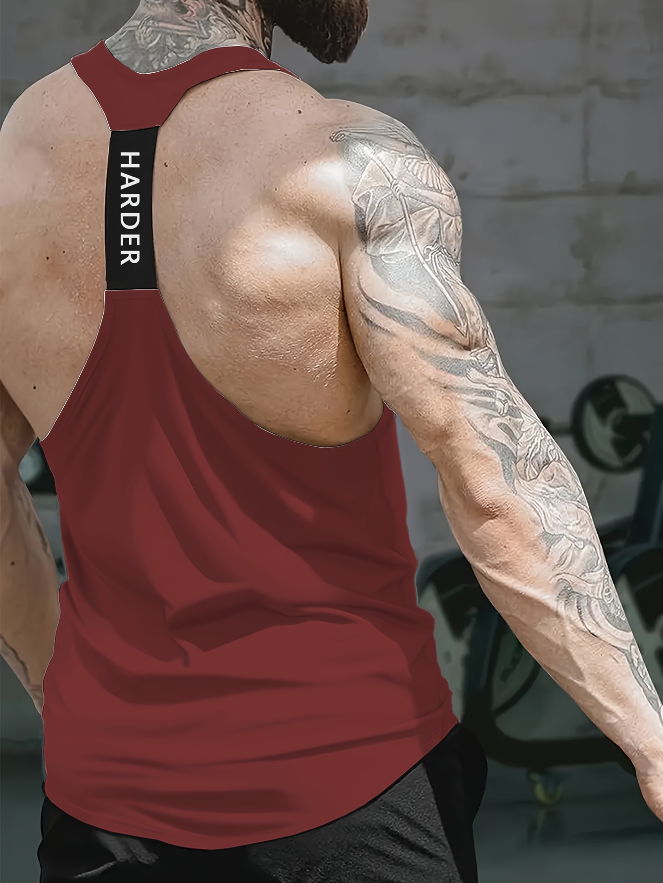 1pc Tongtongbang Men's Quick-Dry Breathable Workout Tank Top - High Elasticity Slim Fit Sleeveless Shirt with HARDER Letter Print for Gym Training & Summer Casual Wear, Quickdrying Fabric, Gym Clothes