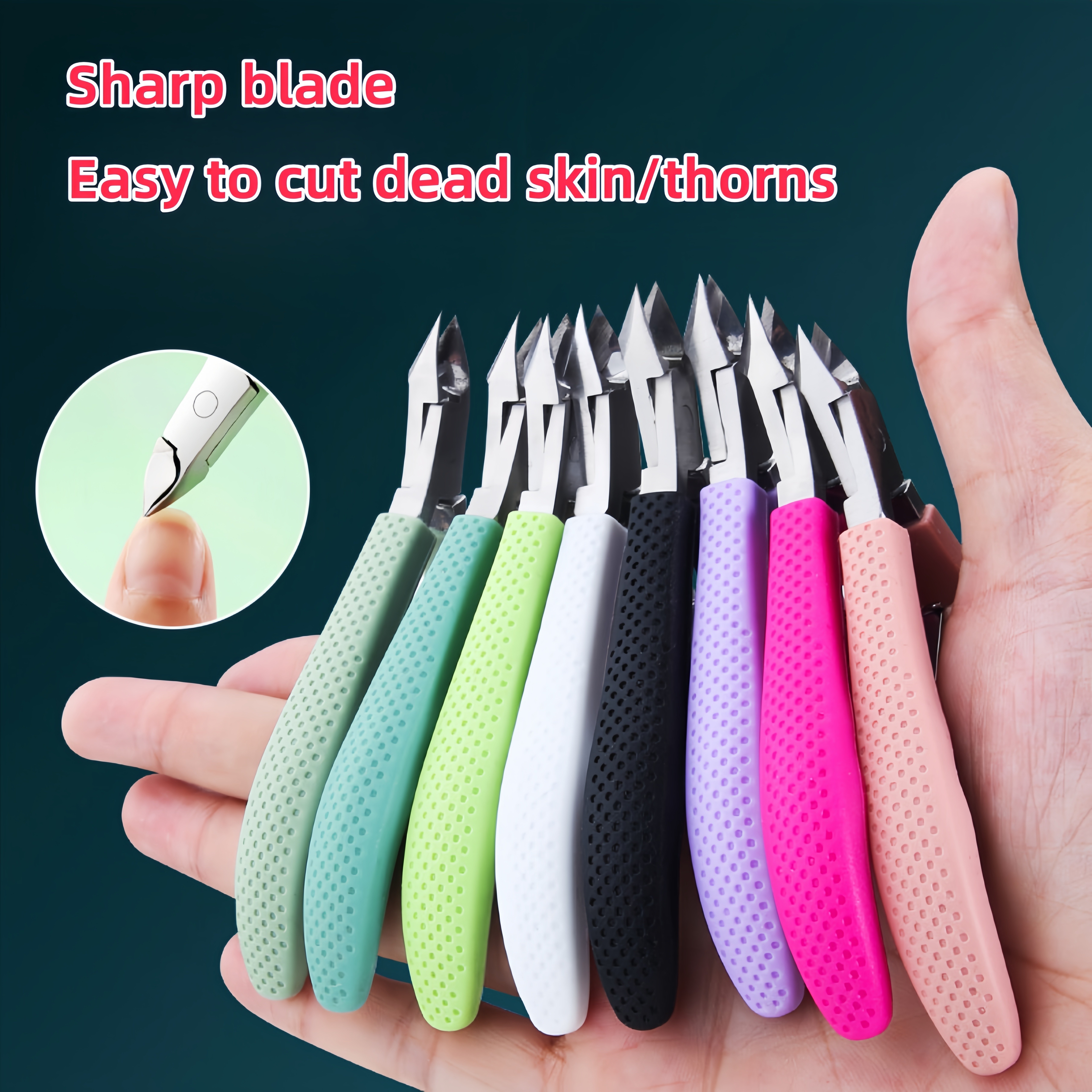 

1pc Stainless Steel Cuticle Scissors Set, Silicone Handle Dead Skin Trimmer, Manicure Tools, Ingrown Nail Clippers, Cuticle Nipper For Hangnail/