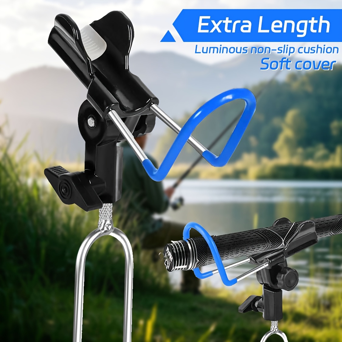 

Stainless Steel Fishing Rod Holder, Black, Silicone Non-slip, Adjustable Angle, Bracket Shelf For Rivers, , , Easy For