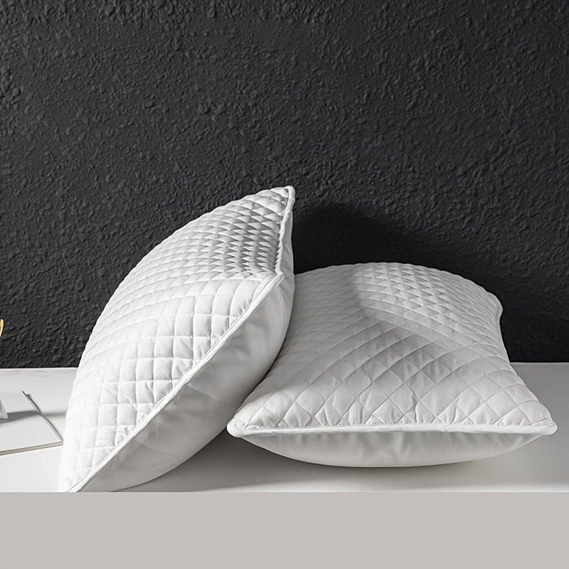 2pcs Pillowcases (No Pillow Core) Spring Summer Plaid Solid Color Quilted Three-Layer Sandwich Hotel Pillow Protective Cover Household Adult Breathable Thick Pillowcase, Double Pack Without Pillow Core