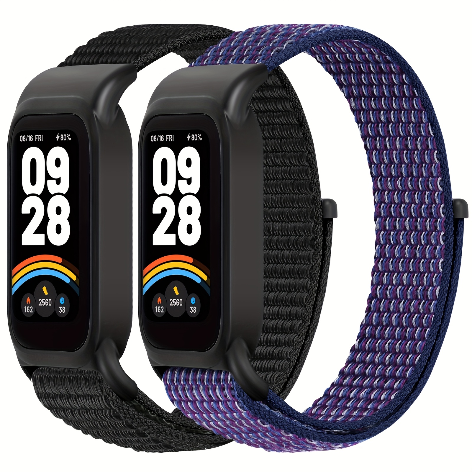 E-shop 2er-Pack Kompatibel mit für Xiaomi Smart Band 9 Active/Redmi Band 3 Nylon Armband, Atmungsaktives Verstellbares Ersatzarmband, Sportarmband,